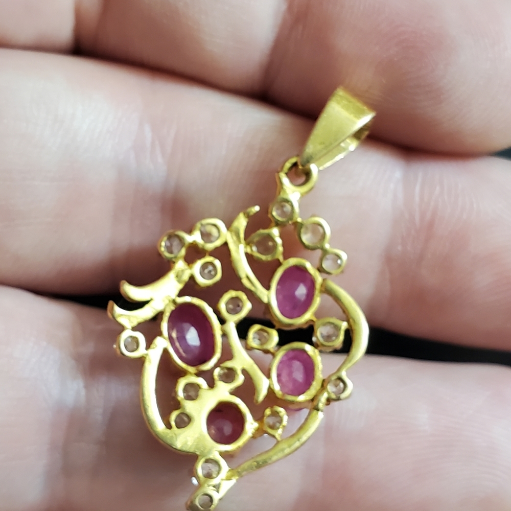 Solid 18k Ruby Pendant! This Is A One Of A Kind Cu - image 3